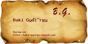 Baki György névjegykártya